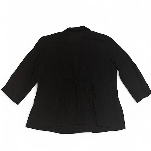Eileen Fisher Petite PM Black Blazer Jacket Linen Blend Lightweight 3/4 Sleeve - Picture 4 of 6